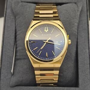BULOVA MEN'S CLASSIC WATCH GOLD STAINLESS STEEL QUARTZ 97B233 NIB $425